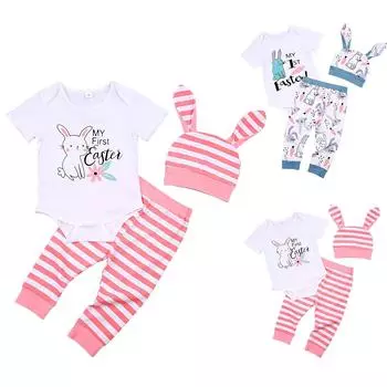 Костюм на гусеничном ходу для малышей, комбинезон с пасхальным кроликом, комплект из трех предметов 100 светло-синий