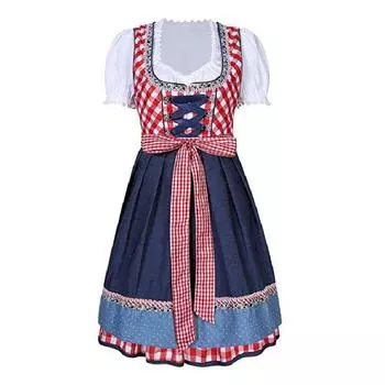 Костюм на Хэллоуин, одежда для фестиваля пива, джинсовый клетчатый костюм, рекламная выставочная одежда, платье, праздничное платье, одежда для косплея S красный