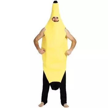 Костюм на Хэллоуин, забавный костюм банана для вечеринки, соединенный с одеждой для косплея жёлтый