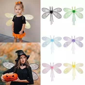 Костюм на Хеллоуин Крылья Феи Сверкающие Женские Девочки Принцесса Крыло Ангела Стрекозы Крылья Эльфа для Косплея, Вечеринки, Нарядов зелёный