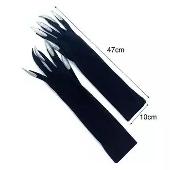 Костюм на Хеллоуин Перчатки-лапы Длинные ногти Черные перчатки для вечеринок Кошачьи когти Хэллоуин Реквизит Перчатка с волчьими когтями Костюм для косплея серебряный