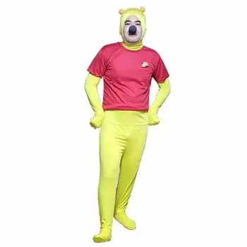 Костюм на Хеллоуин Винни-Пух, колготки на все тело, желтый медведь, повязка на голову, набор, доступные размеры [TUISKU] (Размер L) жёлтый