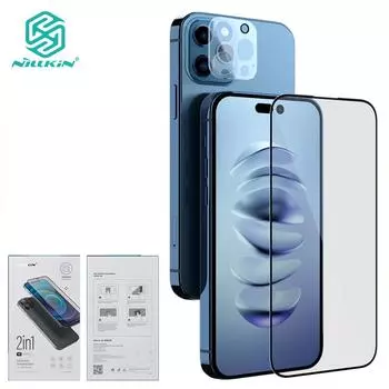 Костюм Nillkin 2 в 1, защитная пленка из закаленного стекла для экрана iPhone 14 Pro Max, защитная стеклянная пленка для камеры iPhone 14 Pro Max чёрный