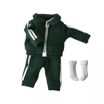 Костюм Obitsu 11 OB11, размер куклы Obitsu, тело 11 см, школьный свитер, штаны, носки, 5 цветов, комплект из 3 предметов (Темно-зеленый)