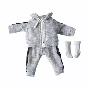 Костюм Obitsu 11 OB11, размер куклы Obitsu, тело 11 см, школьный свитер, штаны, носки, 5 цветов, комплект из 3 предметов (Серый)