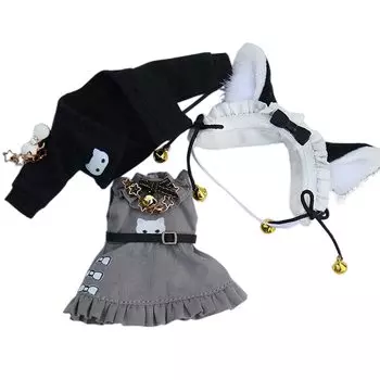 Костюм Obitsu 11 OB11, размер куклы Obitsu, тело 11 см, симпатичное платье с кошачьими ушками, украшение для волос, пальто с открытым воротником, комплект из 3 предметов