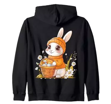 Костюм пасхального кролика для детей, девочек и мальчиков, украшение на молнии с капюшоном в виде пасхального кролика чёрный