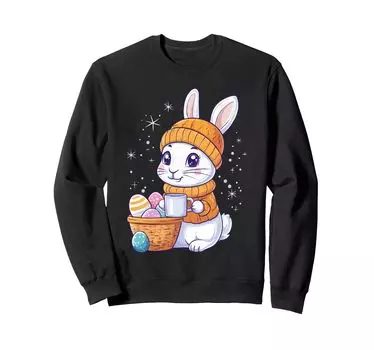 Костюм пасхального кролика для детей, девочек и мальчиков, украшение, толстовка с пасхальным кроликом чёрный
