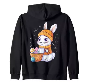 Костюм пасхального кролика для детей, девочек и мальчиков, украшение на молнии с капюшоном в виде пасхального кролика чёрный