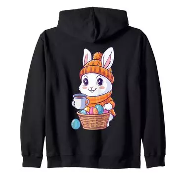 Костюм пасхального кролика для детей, девочек и мальчиков, украшение на молнии с капюшоном в виде пасхального кролика чёрный