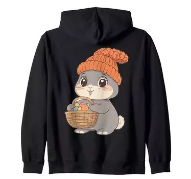 Костюм пасхального кролика для детей, девочек и мальчиков, украшение на молнии с капюшоном в виде пасхального кролика чёрный