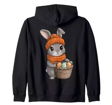 Костюм пасхального кролика для детей, девочек и мальчиков, украшение на молнии с капюшоном в виде пасхального кролика чёрный