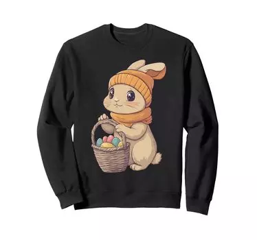 Костюм пасхального кролика для детей, девочек и мальчиков, украшение, толстовка с пасхальным кроликом чёрный