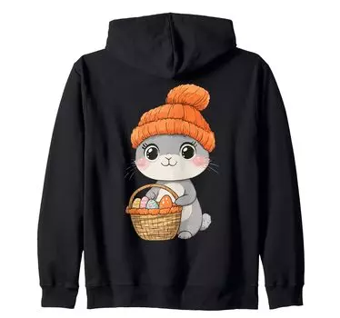 Костюм пасхального кролика для детей, девочек и мальчиков, украшение на молнии с капюшоном в виде пасхального кролика чёрный