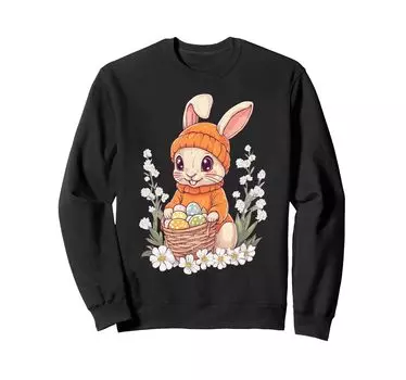 Костюм пасхального кролика для детей, девочек и мальчиков, украшение, толстовка с пасхальным кроликом чёрный
