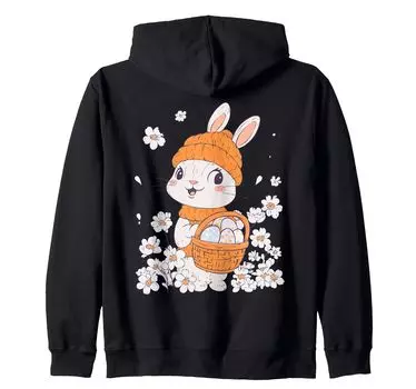 Костюм пасхального кролика для детей, девочек и мальчиков, украшение на молнии с капюшоном в виде пасхального кролика чёрный