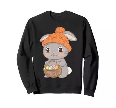 Костюм пасхального кролика для детей, девочек и мальчиков, украшение, толстовка с пасхальным кроликом чёрный