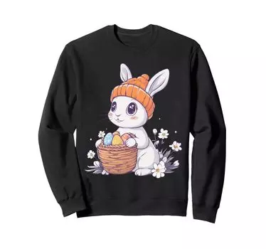 Костюм пасхального кролика для детей, девочек и мальчиков, украшение, толстовка с пасхальным кроликом чёрный