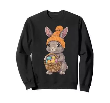 Костюм пасхального кролика для детей, девочек и мальчиков, украшение, толстовка с пасхальным кроликом чёрный