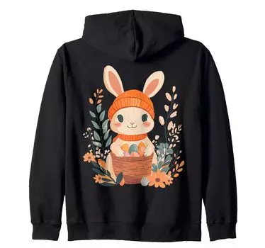 Костюм пасхального кролика для детей, девочек и мальчиков, украшение на молнии с капюшоном в виде пасхального кролика чёрный