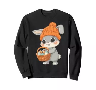 Костюм пасхального кролика для детей, девочек и мальчиков, украшение, толстовка с пасхальным кроликом чёрный