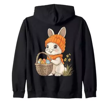 Костюм пасхального кролика для детей, девочек и мальчиков, украшение на молнии с капюшоном в виде пасхального кролика чёрный