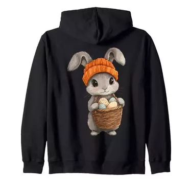 Костюм пасхального кролика для детей, девочек и мальчиков, украшение на молнии с капюшоном в виде пасхального кролика чёрный