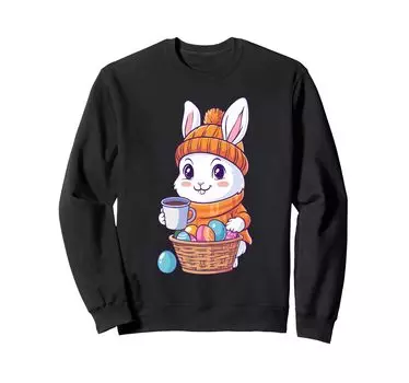 Костюм пасхального кролика для детей, девочек и мальчиков, украшение, толстовка с пасхальным кроликом чёрный