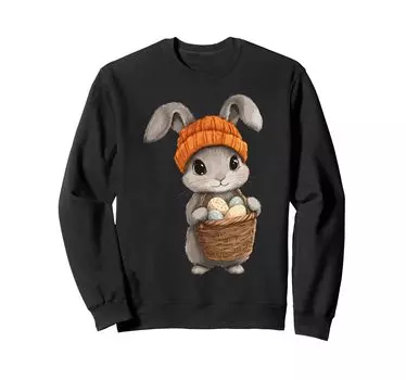 Костюм пасхального кролика для детей, девочек и мальчиков, украшение, толстовка с пасхальным кроликом чёрный