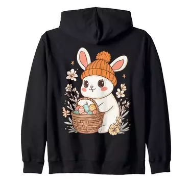 Костюм пасхального кролика для детей, девочек и мальчиков, украшение на молнии с капюшоном в виде пасхального кролика чёрный