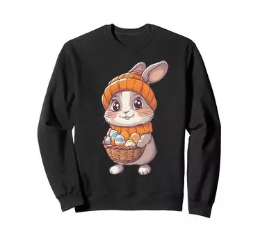 Костюм пасхального кролика для детей, девочек и мальчиков, украшение, толстовка с пасхальным кроликом чёрный