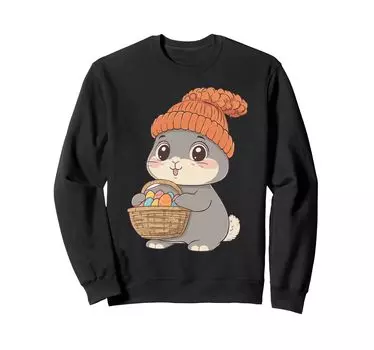 Костюм пасхального кролика для детей, девочек и мальчиков, украшение, толстовка с пасхальным кроликом чёрный