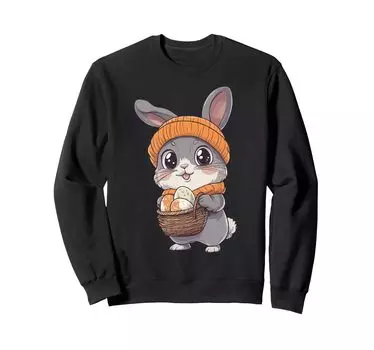 Костюм пасхального кролика для детей, девочек и мальчиков, украшение, толстовка с пасхальным кроликом чёрный