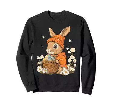 Костюм пасхального кролика для детей, девочек и мальчиков, украшение, толстовка с пасхальным кроликом чёрный