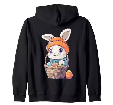 Костюм пасхального кролика для детей, девочек и мальчиков, украшение на молнии с капюшоном в виде пасхального кролика чёрный