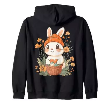 Костюм пасхального кролика для детей, девочек и мальчиков, украшение на молнии с капюшоном в виде пасхального кролика чёрный