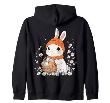 Костюм пасхального кролика для детей, девочек и мальчиков, украшение на молнии с капюшоном в виде пасхального кролика чёрный