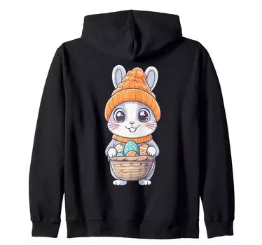 Костюм пасхального кролика для детей, девочек и мальчиков, украшение на молнии с капюшоном в виде пасхального кролика чёрный