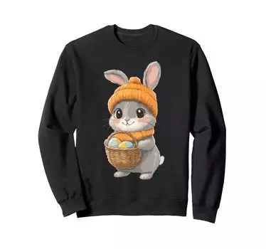 Костюм пасхального кролика для детей, девочек и мальчиков, украшение, толстовка с пасхальным кроликом чёрный