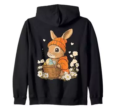 Костюм пасхального кролика для детей, девочек и мальчиков, украшение на молнии с капюшоном в виде пасхального кролика чёрный