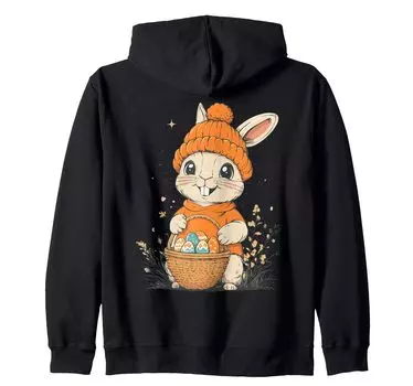 Костюм пасхального кролика для детей, девочек и мальчиков, украшение на молнии с капюшоном в виде пасхального кролика чёрный