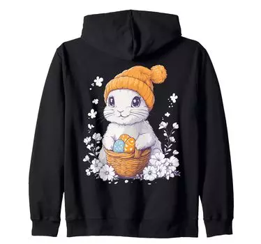 Костюм пасхального кролика для детей, девочек и мальчиков, украшение на молнии с капюшоном в виде пасхального кролика чёрный