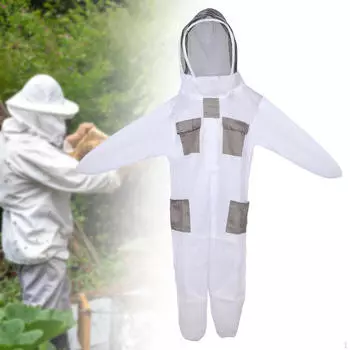 Костюм пчеловода белого цвета для мужчин и женщин с вентилируемым капюшоном L 165 to 172cm