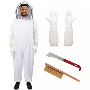 Костюм пчеловода с перчатками и инструментом для улья, костюм пчеловода, защитный костюм пчеловода с вуалью и брюками, полная защита для пчеловода L
