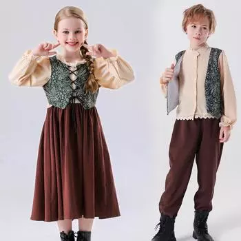 Костюм пирата эпохи Возрождения для девочек, платье, рубашка, брюки, шляпа, комплект для дня рождения, вечеринки, Хэллоуина, карнавала, Рождества 150