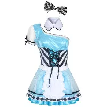 Костюм принцессы Алисы на Хеллоуин, сексуальный костюм горничной, игровая униформа, женский костюм горничной для ролевых игр Average size