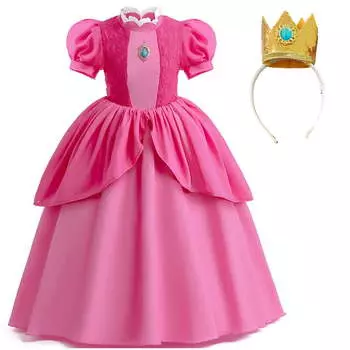 Костюм принцессы для девочек, платье с пышными рукавами, Хэллоуин, Рождество, косплей, наряд 100 жёлтый/розовый