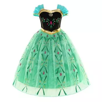 Костюм принцессы для девочек, зеленое платье для малышей, косплей, вечеринка на Рождество, день рождения 100 зелёный