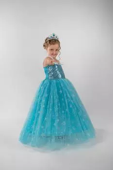 Костюм принцессы с коронованным синим ремешком