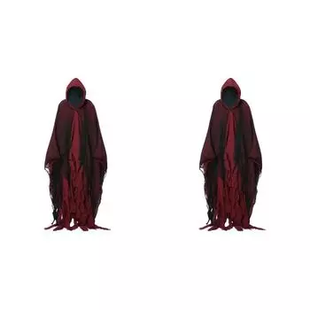 Костюм привидения на Хэллоуин, страшная накидка с капюшоном для косплея (красный)